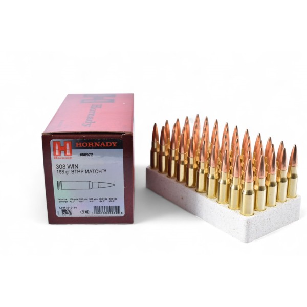 HORNADY 308 WIN BTHP MATCH 168grs