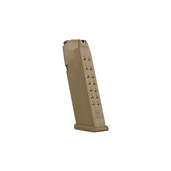 CHARGEUR G17, 01, 17 rd (coyote/orange follower) for GLOCK 17,17L,34,45,(19,26,49)