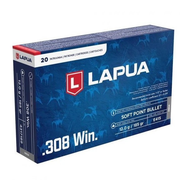 LAPUA .308 Win (7.62 x 51) MEGA 185Grs 12g
