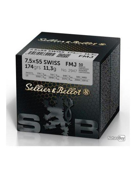 Sellier & Bellot 7.5x55 FMJ 174gr 09/02/23