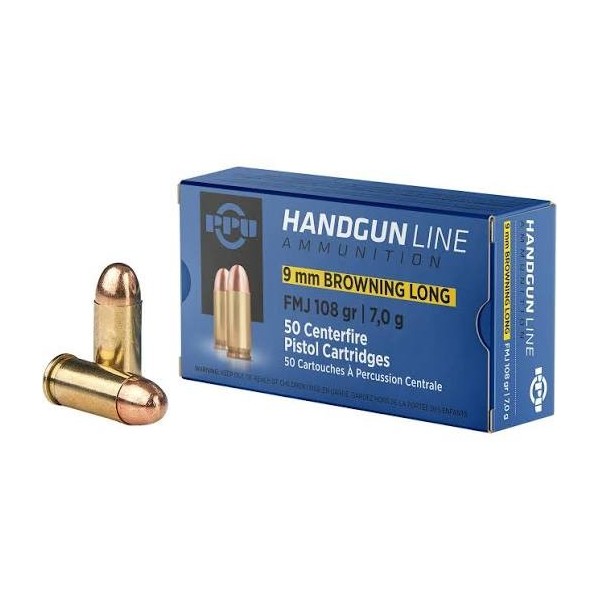 PPU 9mm Browning Long FMJ 108gr
